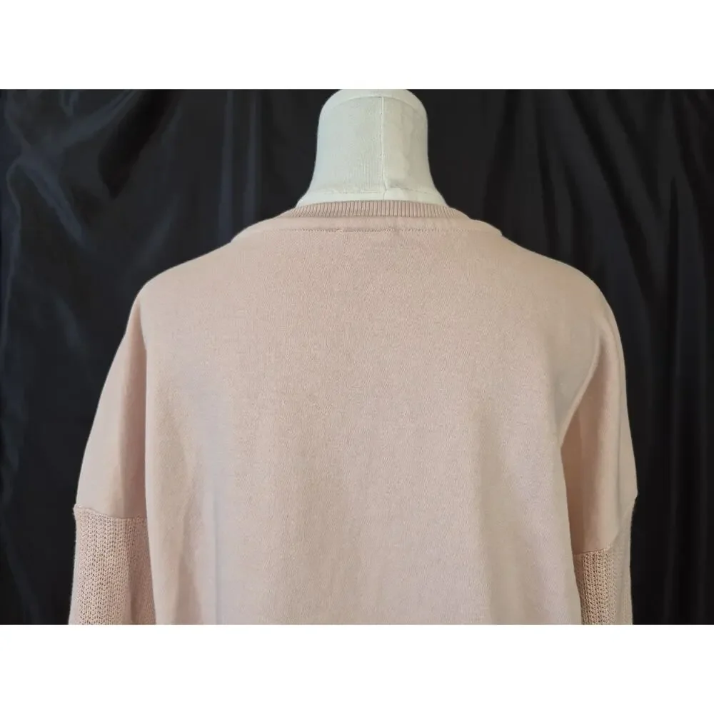 Anthropologie Pilcro Mixed Rib Sweatshirt Neutral Pink XS - Picture 9 of 10